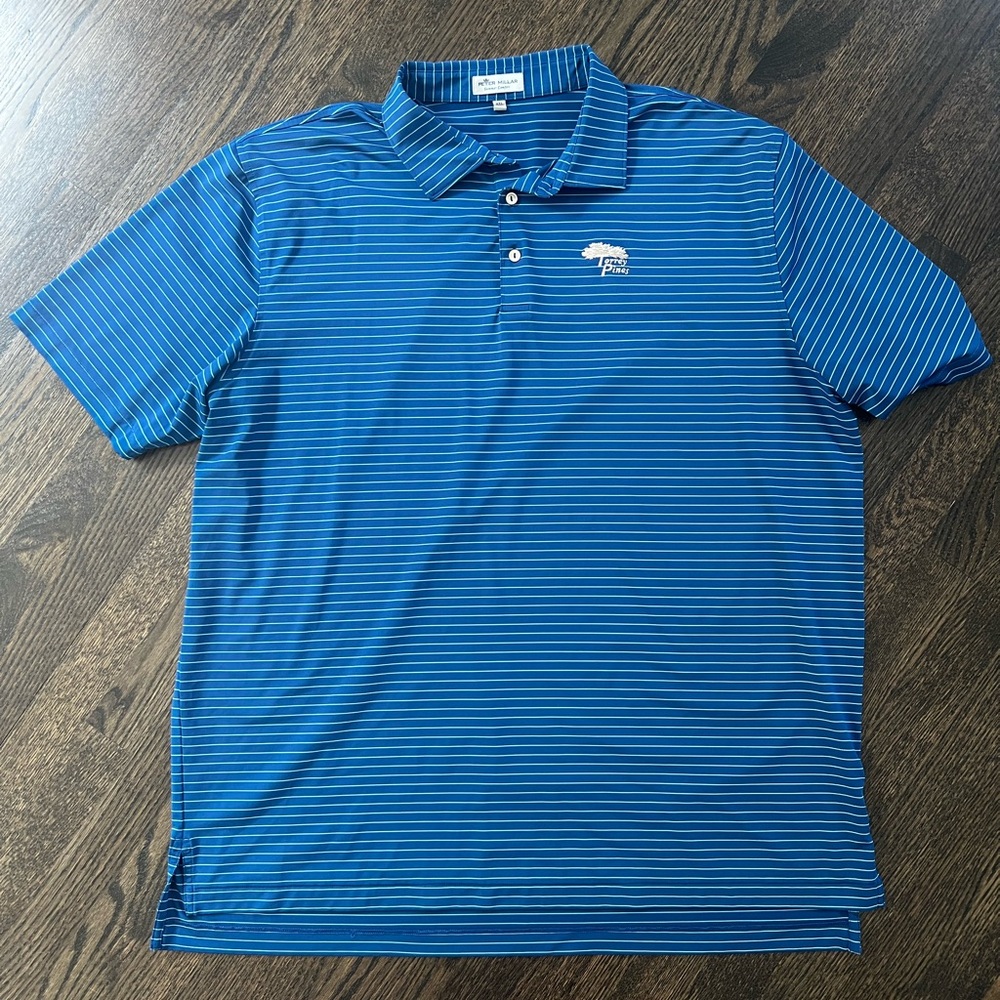 Peter Millar Torrey Pines Blue Striped Polo Shirt